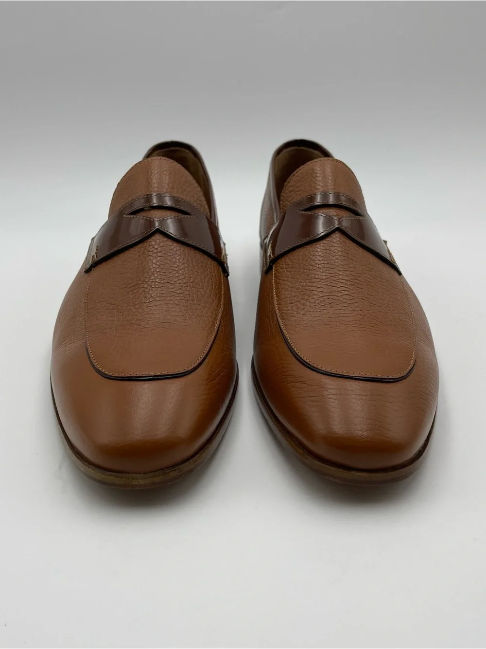 Mezlan SZ 14M Camel Tonal Contrast Pebble Leather Classic Penny Loafer-MSRP $425